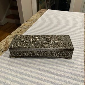 Vintage Godinger Silver Jewelry Box Ornate Baroque Floral Design